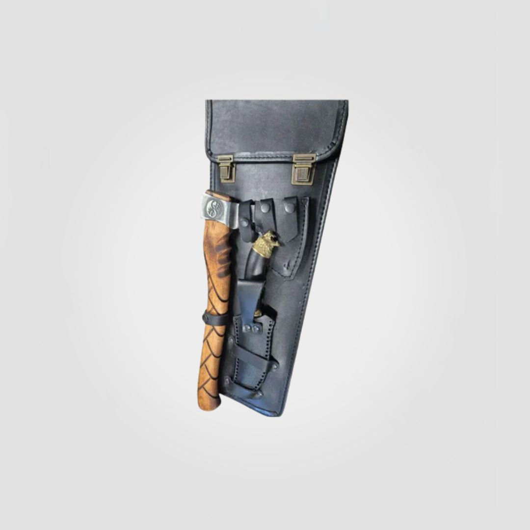 Premium Schaschlikset mit Messer und Axt.